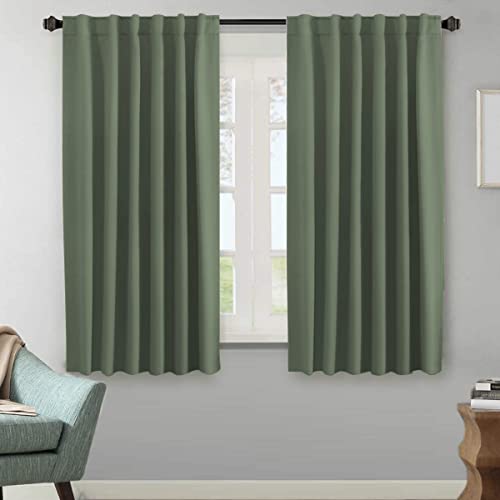 Image of H.VERSAILTEX Blackout Curtains Thermal Insulated Window Treatment Panels Room Darkening Blackout Drapes for Living Room Back Tab /Rod Pocket Bedroom Draperies (2 Panels, Bronze Green, 52 x 63 Inch)