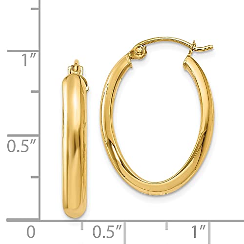 14K Yellow Gold 3.5Mm Oval Hoop Earrings Fine Jewelry For Women Gifts For Her #TOP3