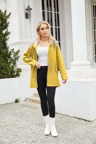 Womens Raincoat Waterproof Hooded Trench Coats Lined Windbreaker Active Travel Jacket with Pockets for Outdoor2