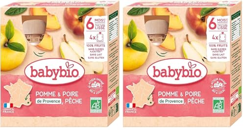 Compotes Bébé À Boire Dès Pomme Poire Sans Sucres Ajoutés Bio Babybio Les 4 Gourdes De