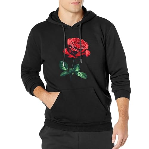 Beast Rose Beauty Unisex Casual Hoodies Long Sleeve Lightweight Pullover Tops Loose Sweatshirt with Pocket