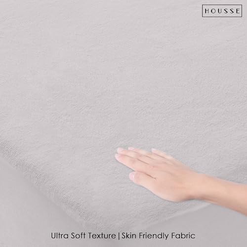 Image of HOUSSE King Size Waterproof Mattress Protector 78 * 84 inch Inches | Premium Bed Mattress Protector Cover | 100% Waterproof | Soft Breathable Fabric | Stretchable Fitted Style | Fits Up to 8 Inch | Grey