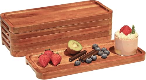 Wood Serving Trays Set of 6, 14 x 6 inch Acacia...