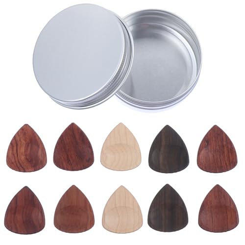 Médiators en bois de guitare acoustique Abaodam en lot de 10 avec étui en bois élégant