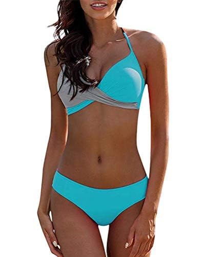 UMIPUBO Mujer Bikini Traje de Baño con Cuello en V Bikinis Sujetador Dos Piezas Push-up Sexy Ropa de Playa Falda de Playa Tops y Braguitas