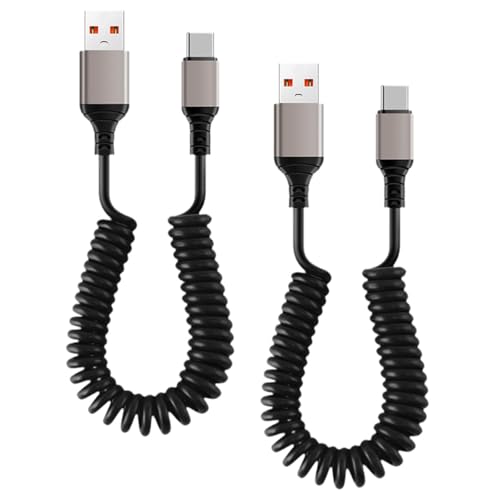 Image of BNF 2Pcs USB C Fast Charging Cable Bed Vehicle Auto Car Home Coiled Charger Cord | Cell Phones & Accessories | Cell Phone Accessories | Cables & Adapters