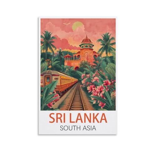 ZBBGGOZ Poster vintage sur toile représentant le Sri Lanka Asie du Sud, décoration murale moderne pour chambre à coucher (20 x 30 cm)