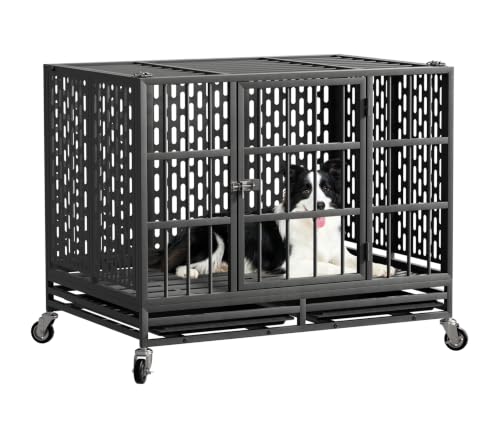 Heavy Duty Foldable Dog Crate with Wheels
