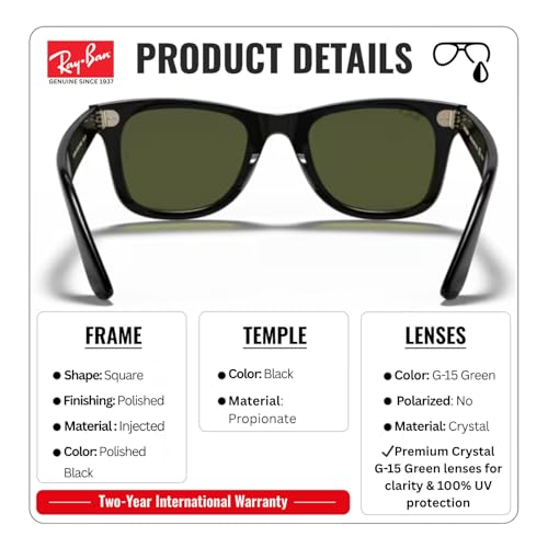 Image of Ray-Ban RB4340 WAYFARER EASE Square Shaped Sunglasses for Men & Women with Official RAYBAN Eyewear Kit