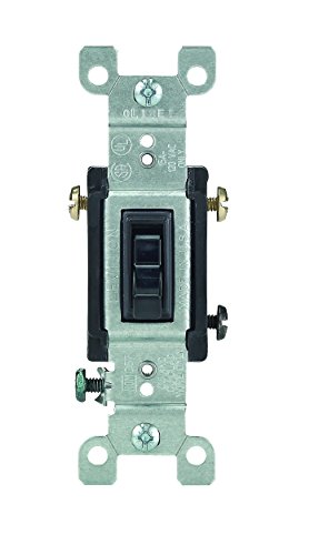 Leviton 15 Amp, 120 Volt, Toggle Framed 3-Way AC Quiet Switch, Residential Grade, Grounding, Quickwire Push-In & Side Wired, 1453-2E, Black