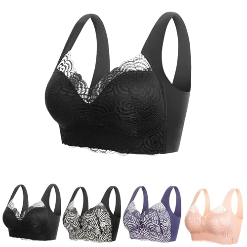 Slimory lymphvity detoxification and Shaping & Powerful Lifting Bra, Lymphatic Drainage Tourmaline Bra, Lace Wireless Bra Black