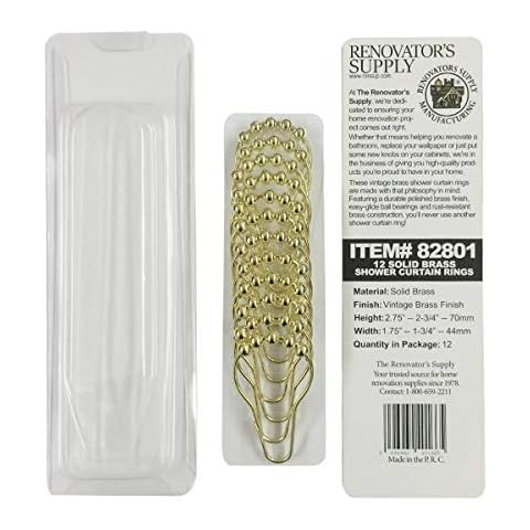 Renovators Supply Brass Shower Curtain Rings Set Cover