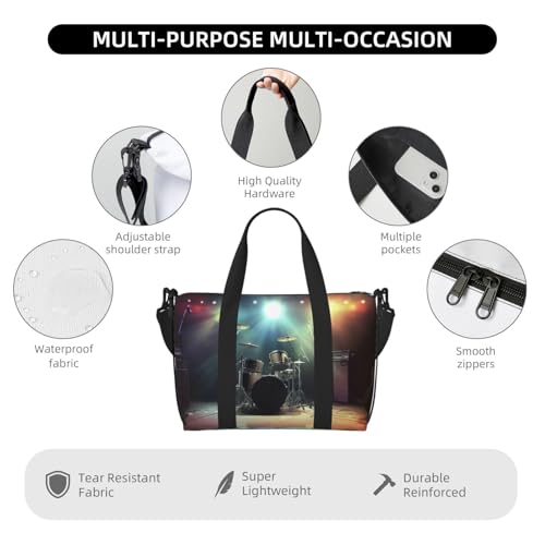 Travel Duffel Bag for Men Gym Bag, Rock Band Stage Luggage Bag with Shoulder Strap, Large Gym Tote Bag for Women, Weekender Overnight Bag, Foldable Carry on Bag for Airplane4