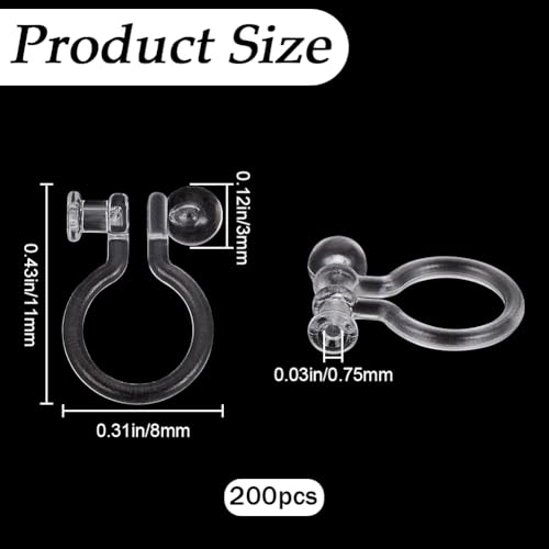 SOFPLATE 1 Box 200Pcs Plastic Clip on Earring Converter Clear Clip Earrings Findings Transparent U Type Ear Accessories Painless Non Pierced for Jewellery Making Supplies Craft Beginner Adult Women - Image 2