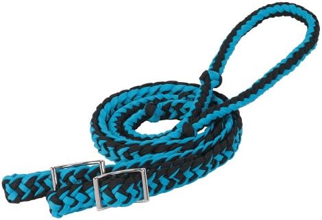 Weaver Leather Braided Nylon Barrel Rein Hurricane Blue/Black, 1/2 x 8'