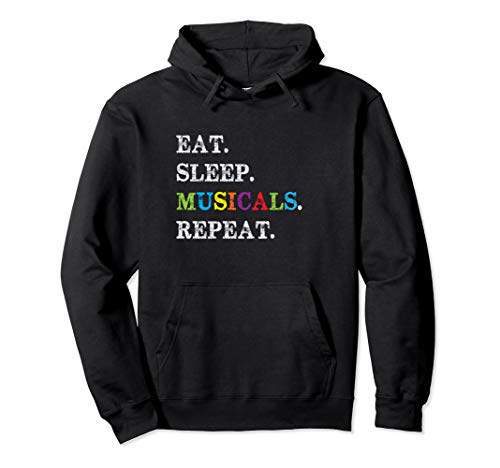 Comical Holiday Apparel Eat Sleep Musicals Repeat Unique Pullover Hoodie