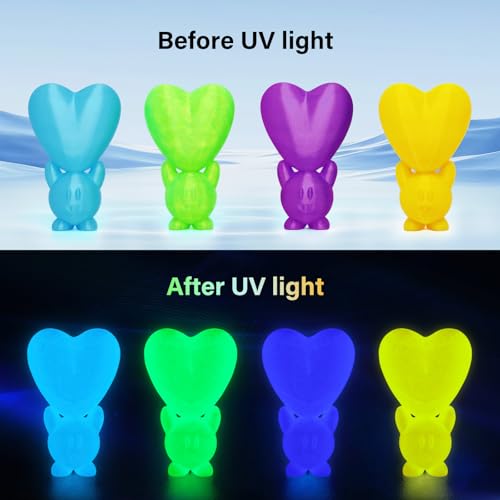 Image of YOUSU Glow in The Dark TPU 3D Printer Filament Bundle, 1.75mm 95A TPU, Blue,Green,Yellow,Purple 250g*4 Pack.