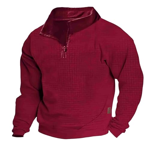 Mens Sweatshirts 1/4 Zip Waffle Jacket Casual Long Sleeve Pullover Lightweight Solid Relaxed Sweatshirts for Men