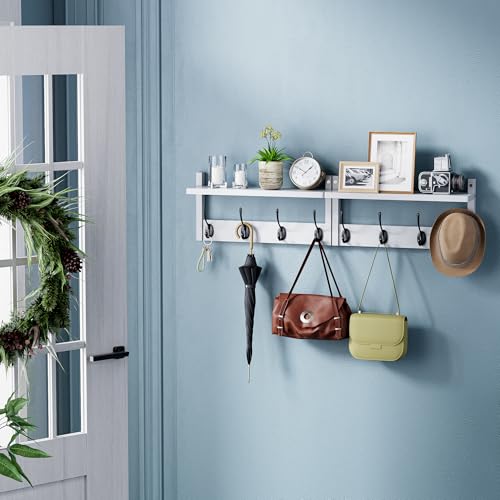 Perchero con Estante de Pared STELLSTAR Juego de 2 Blanco y Negro 3