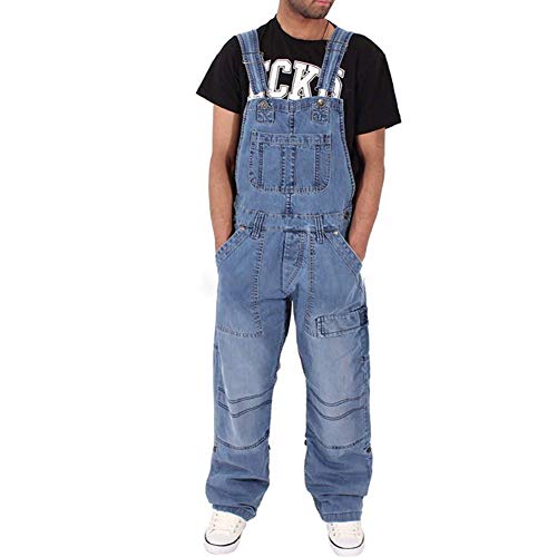Preisvergleich Produktbild Fansu Herren Jeans Latzhose Overall, Arbeitshosen Lange Jeanshose Retro Denim Arbeitslatzhose Jumpsuit Destroyed Ripped Multifunktion Hose Arbeitskleidung (XL,Hellblau)