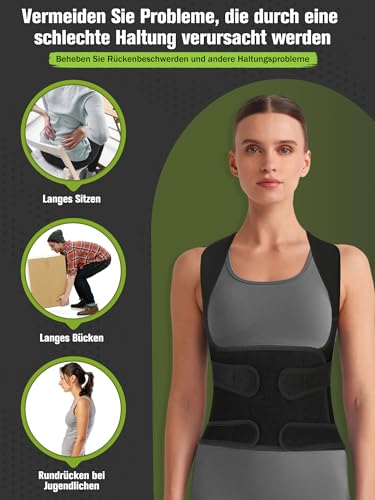 WEIO Rücken Geradehalter Rückenstützgürtel Haltungskorrektur Damen: Verstellbare Haltung Korrektur Gurt für Herren - Atmungsaktive Back Support Corrector - Rücken Geradehalter für Schulter Nacken - M