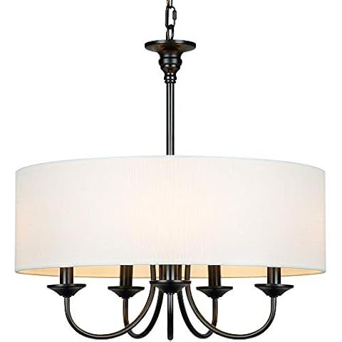 T&A 5-Light Chandelier with Drum Shade Cover