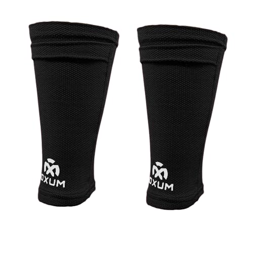 OXUM - Sujetaespinilleras - Soporte Antideslizante para Espinilleras para niños y Adultos - Calcetín Cubre espinilleras - Negro Talla M