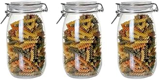 Ash & Roh® - Clear Glass Jar And Container With Air Tight Lid Storage of Spices and Dry Fruit (1500 ML ROUND, 4)