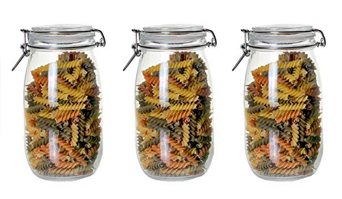 Ash & Roh® - Clear Glass Jar And Container With Air Tight Lid Storage of Spices and Dry Fruit (1500 ML ROUND, 4)