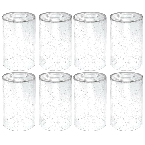 Image of Clear Seeded Glass Lamp Shade Replacement - 1.7 inch Fitter - Compatible with Pendant Lights, Floor Lamps, Desk Lamps, Wall Sconces & Vanity Lighting - Vintage Style Decorative Shade, 8 Pack
