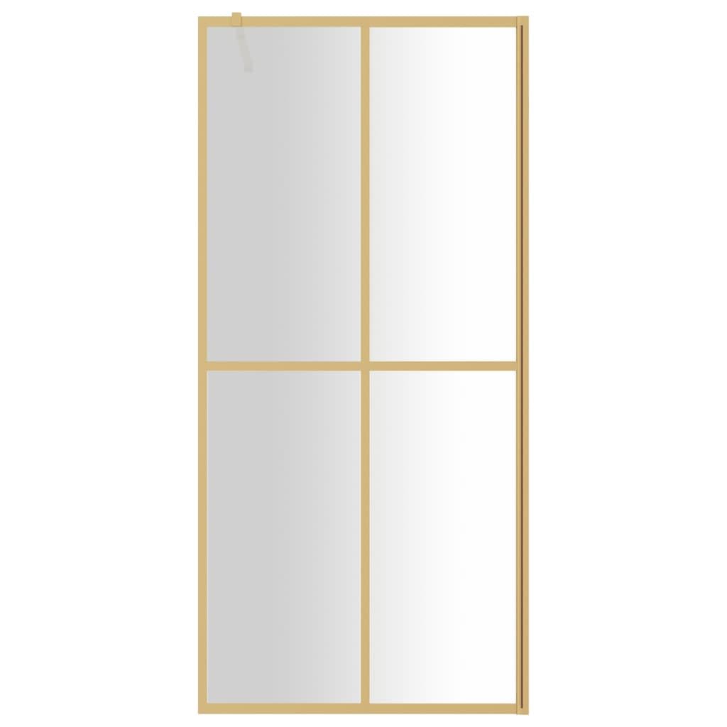 Mampara de ducha de cristal templado transparente de 5 mm, marco de aluminio dorado de 88 a 90 x 195 cm, protección contra salpicaduras para Walk in Renovation