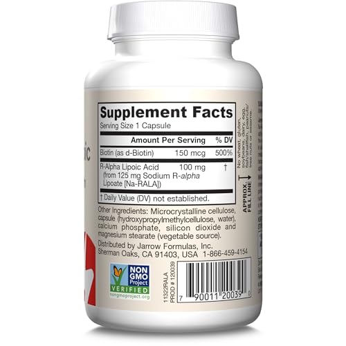 Jarrow Formulas RALA R-Alpha Lipoic Acid 100 Mg With Biotin, Dietary Supplement For Cellular Energy Production, Glucose And Lipid Metabolism And Antioxidant Support thumb #9