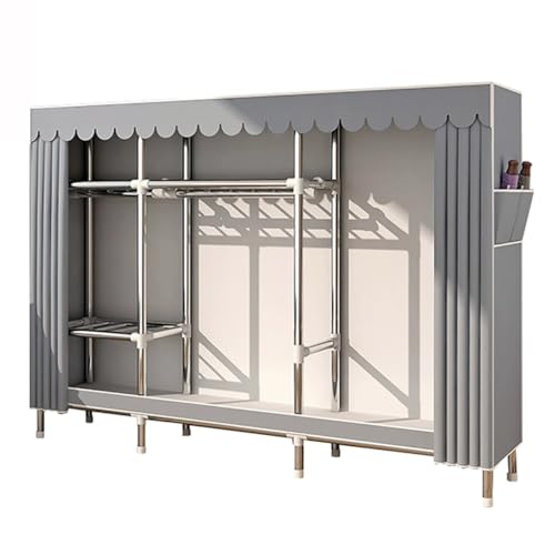 Topook Armario Portátil 203x45x170cm,con Colgante Y Bolsa Lateral,Armario De Lona para Dormitorios Independientes,Armario Plegable Abierto con Cremallera,Armario De Tela Envolvente 360 °