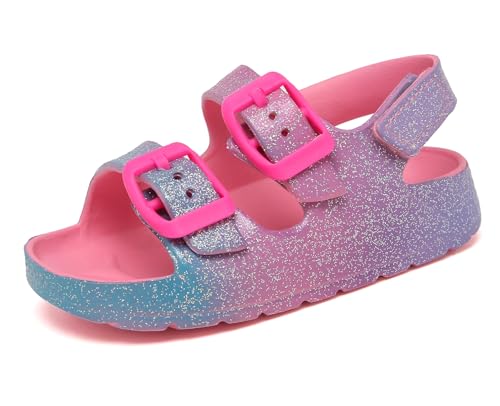 Discover the Best Toddler Sandals Girl Styles for Summer Fun 14 INMINPIN Toddler Boys Girls Buckle Sandals Comfort Open Toe Sandal with Adjustable Back Strap, Pink Sequin, 9 Toddler
