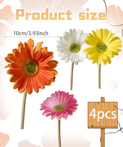 Image of IN-IMAGINE 4 Pcs Artificial Flowers Bunch, Flower for Vases for Home Decor, Home Decor Fulang Chrysanthemum High-End Simulation Multi-Color Hand-Held Decoration(White Yellow Pink Orange Red)