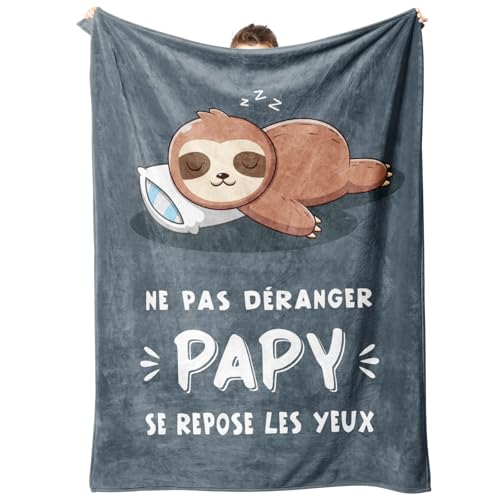 Cadeau Papy Noel, Plaid Couverture Polaire - Cadeau pour Papy, Cadeau Anniversaire Papi, Cadeau Grand Pere Noel, Cadeau Fete des Peres, Cadeaux de Noël pour Papy Papi Grand Pere