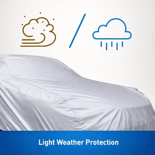 Image of OmniShield by Coverking, Premium Universal Fit Car Cover for Sedan, Coupe, Convertible, Size Medium 13'6 inch-16'1 inch - Weather-Resistant Multi-Layer Protection for Indoor & Light Outdoor Use, Silver