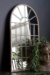 Casadomu Gothic Arch Mirror Distressed Rustic Metal Frame Wall Mountable Home Decoration Indoor Outdoor