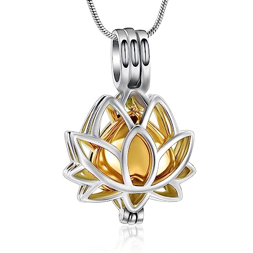 Collier funéraire fleur de lotus pour cendres femme - Pendentif urne cinéraire commémoratif
