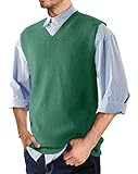 MNCEGEER Mens Sweater Vest V Neck Slim Fit Sweater Vests Knitwear Pullover Green