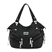 Scarleton Front Zippers Washed Shoulder Bag H147601 - Black