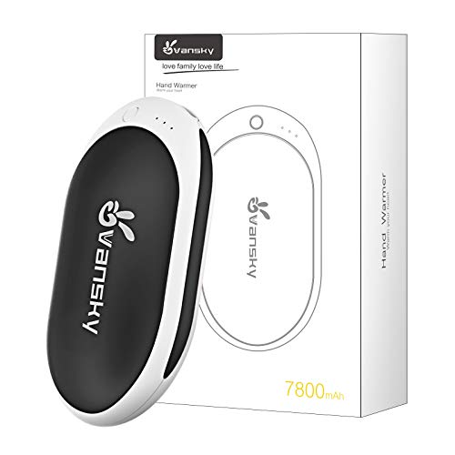 Vansky Hand Warmers, 7800mAh Rechargeable Power Bank and Double-Sided Heating Pocket Hot Hands Toaster for Home and Office (Black)