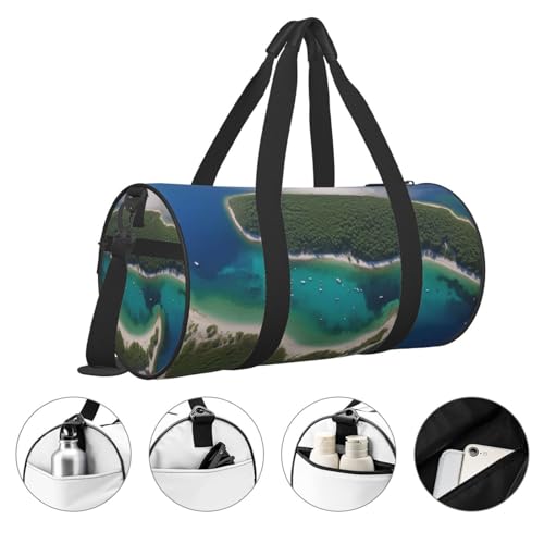 Travel Duffle Bag Weekender Bags for Men Women with Shoe Compartment Large Capacity Weekender Overnight Bag Island Croatia Carry On Tote Bags Sport Gym Bag for Travel Yoga, Black, One Size3