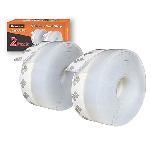 Tolmnnts 10m 33FT Silicone Seal Strip,Door Strip Bottom Transparent Doors Seal Strip for Side of Shower Door Silicone Sealing Sticker Adhesive for Doors and Windows Gaps of Anti-Collision(35MM)