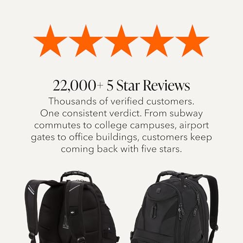 SWISSGEAR 1900 ScanSmart Laptop Backpack, Fits Most 17-Inch Laptops, TSA-Friendly Lay-Flat Design, RFID Protection, and Tablet Pocket, Black, 31L, 18.5-Inch - image 9