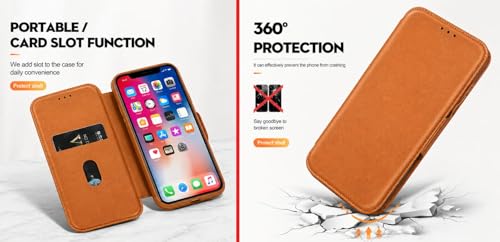 Image of WHITBULL Slim Magnetic Closer Stand Leather Flip Case Cover Compatible with Motorola Moto Edge 60 Pro 5G - Brown