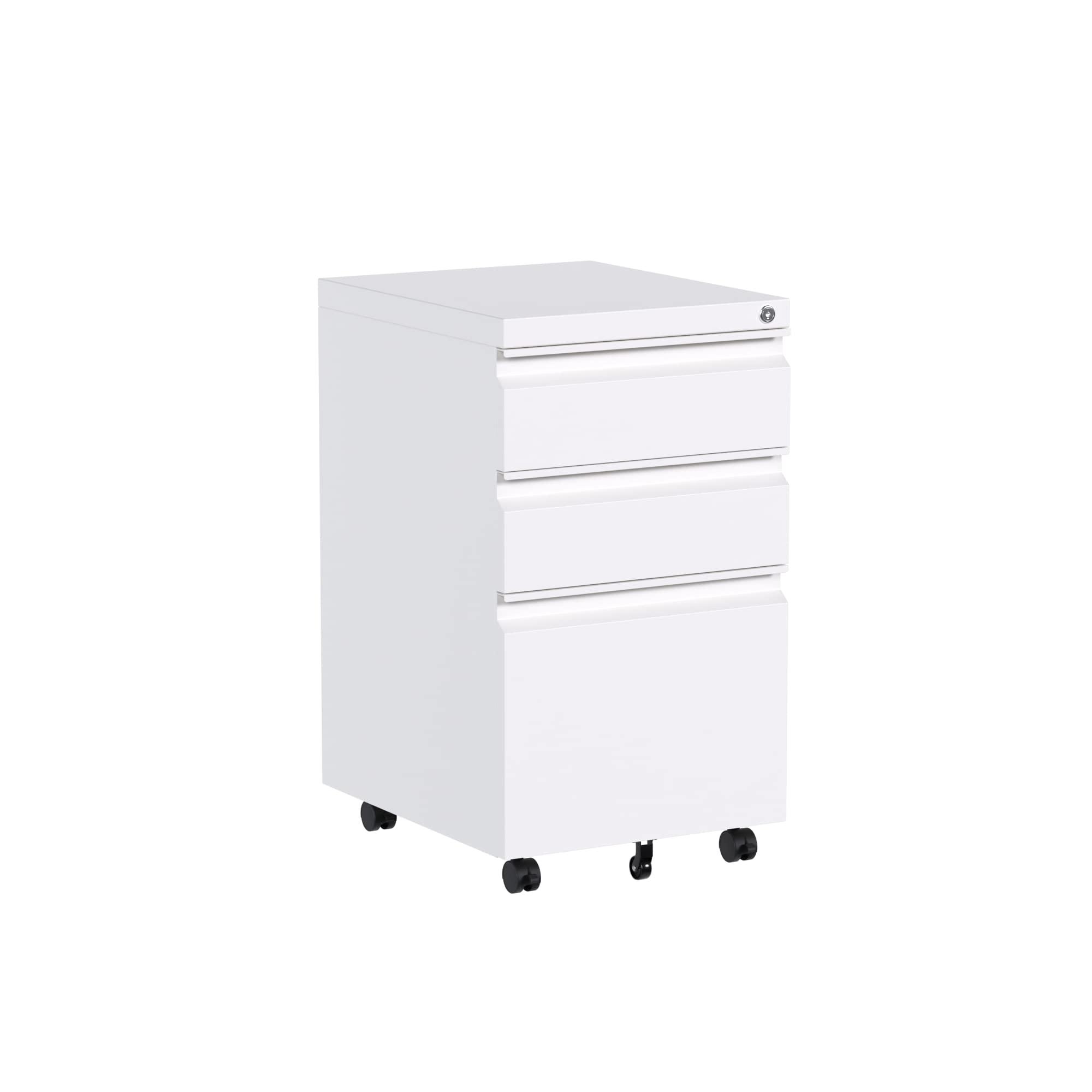 JAORD 3-Drawer Mobile File Cabinet,Metal Filing Cabinet Under Desk Office,Loctkable Rolling Cabine with Lock and Wheels,Filing Cabinets for Home Office…, 3 Draw Mobile-white, EJHDK