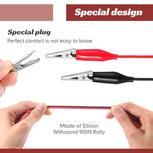 Image of EBOOT 10 Pcs Alligator Clips Electrical, 40 Inches Test Leads with Alligator Clips, Double-ended Jumper Wires for Electrical Testing, Circuit Connection, Experiment
