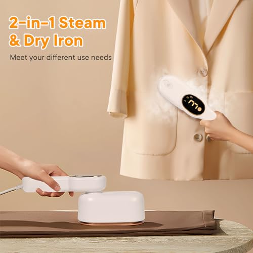Image of Smart Travel Steamer for Clothes, 1200W Handheld mini travel Steam All-in-One Portable Steamer Iron with LCD Display, 3 Steam Modes & 5s Fast Heat-up, Garment Steamer for Travel