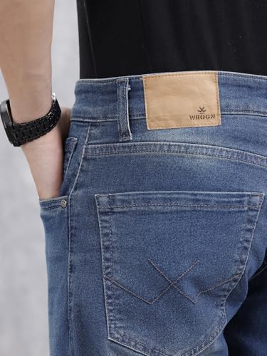 Image of WROGN Men's Cotton Stretch Jeans | Solid | Slim Fit